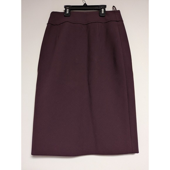 Salvatore Ferragamo Burgundy Wool Blend Raw Edge Pencil Skirt Made in Italy 40 - Picture 6 of 15
